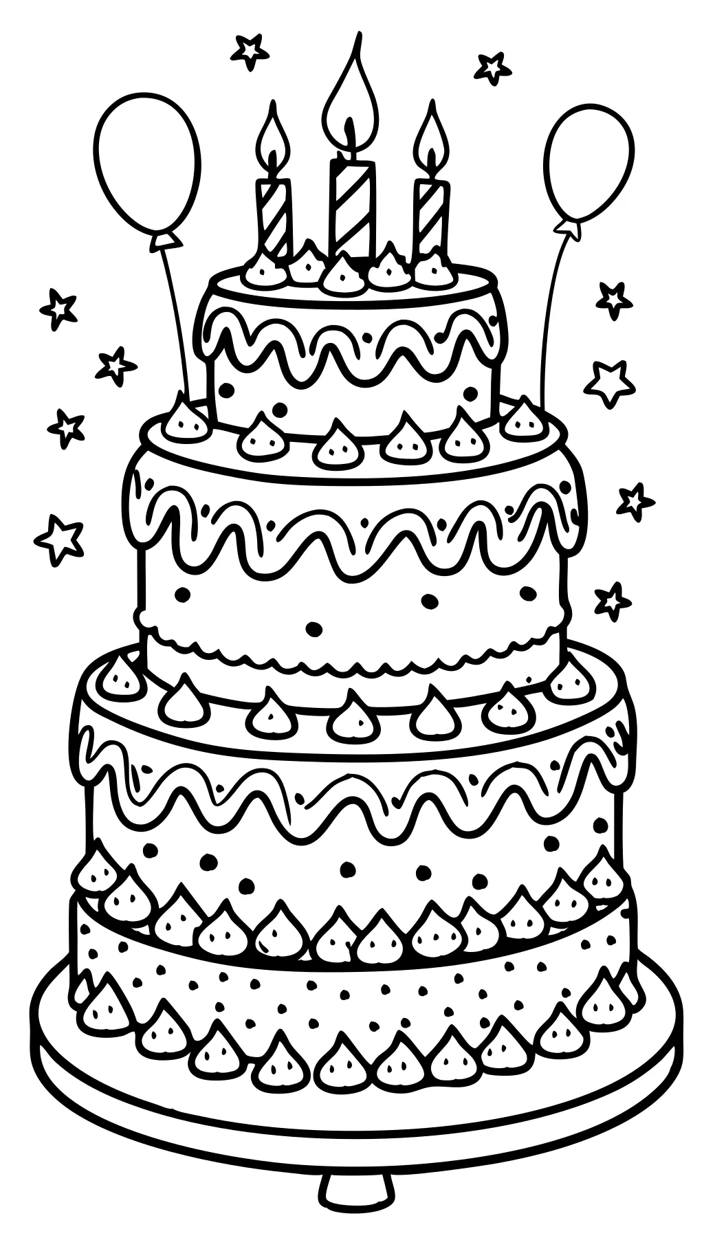 coloring page birthday cake